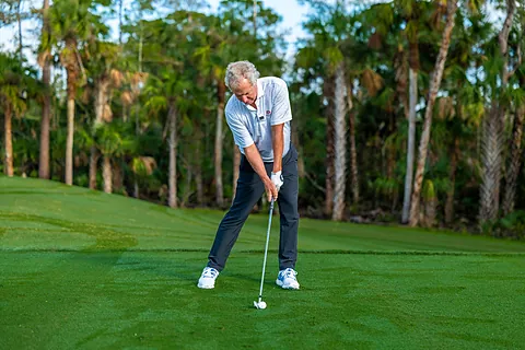 Golfer applying the drill on the course